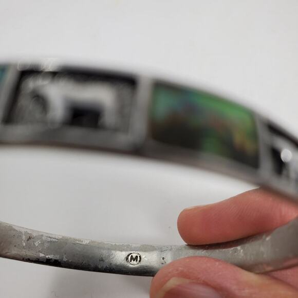 Monet bracelet bear bangle shell inlay Cuff Bracelet - Picture 2 of 5